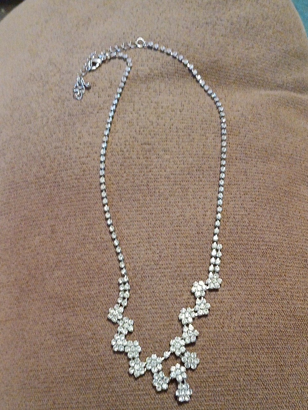 Silver Crystal Floral Bib Necklace - Women Jewelry
